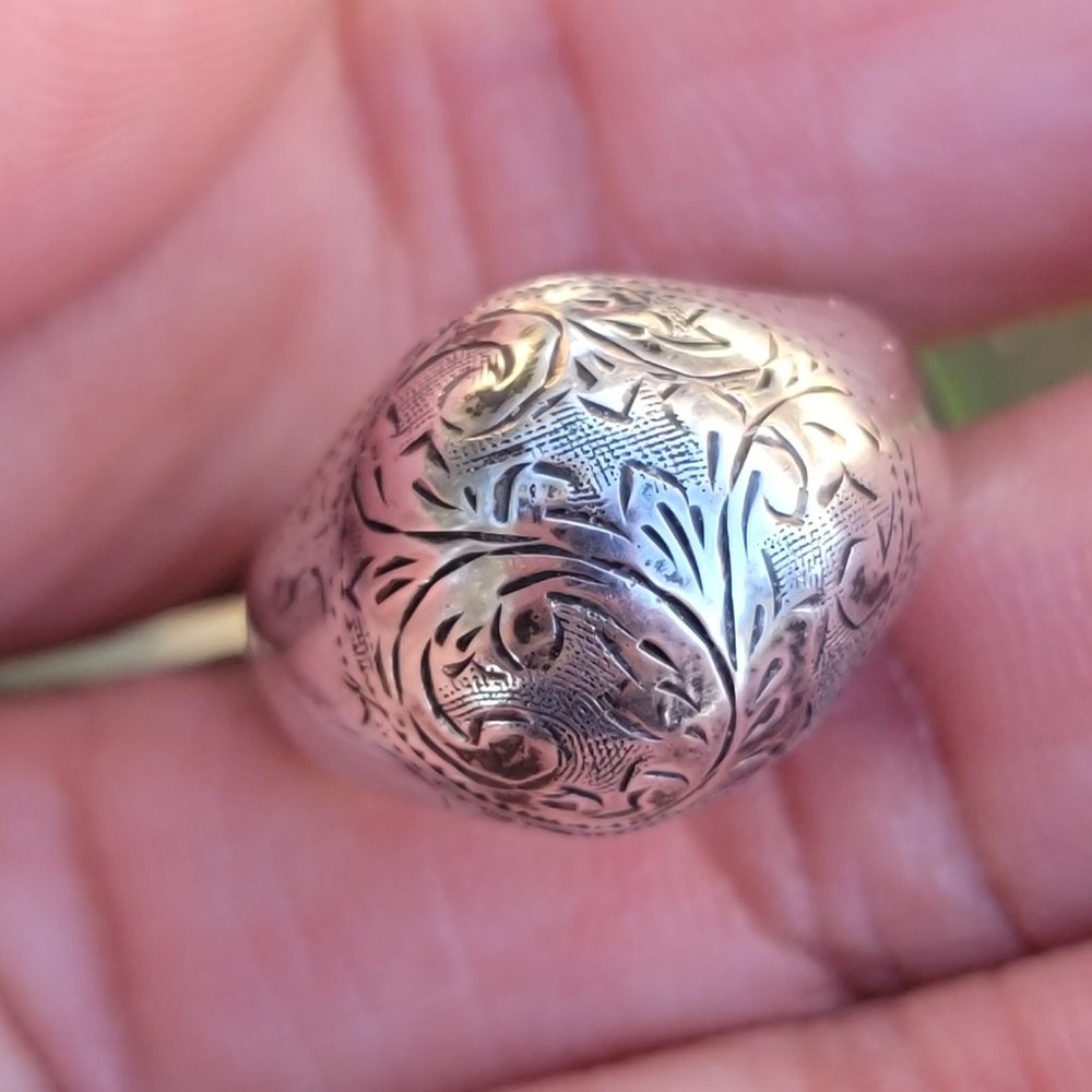 Vintage 925 sterling silver SIAM bubble untricately hand chased engraved ring - Picture 3 of 15